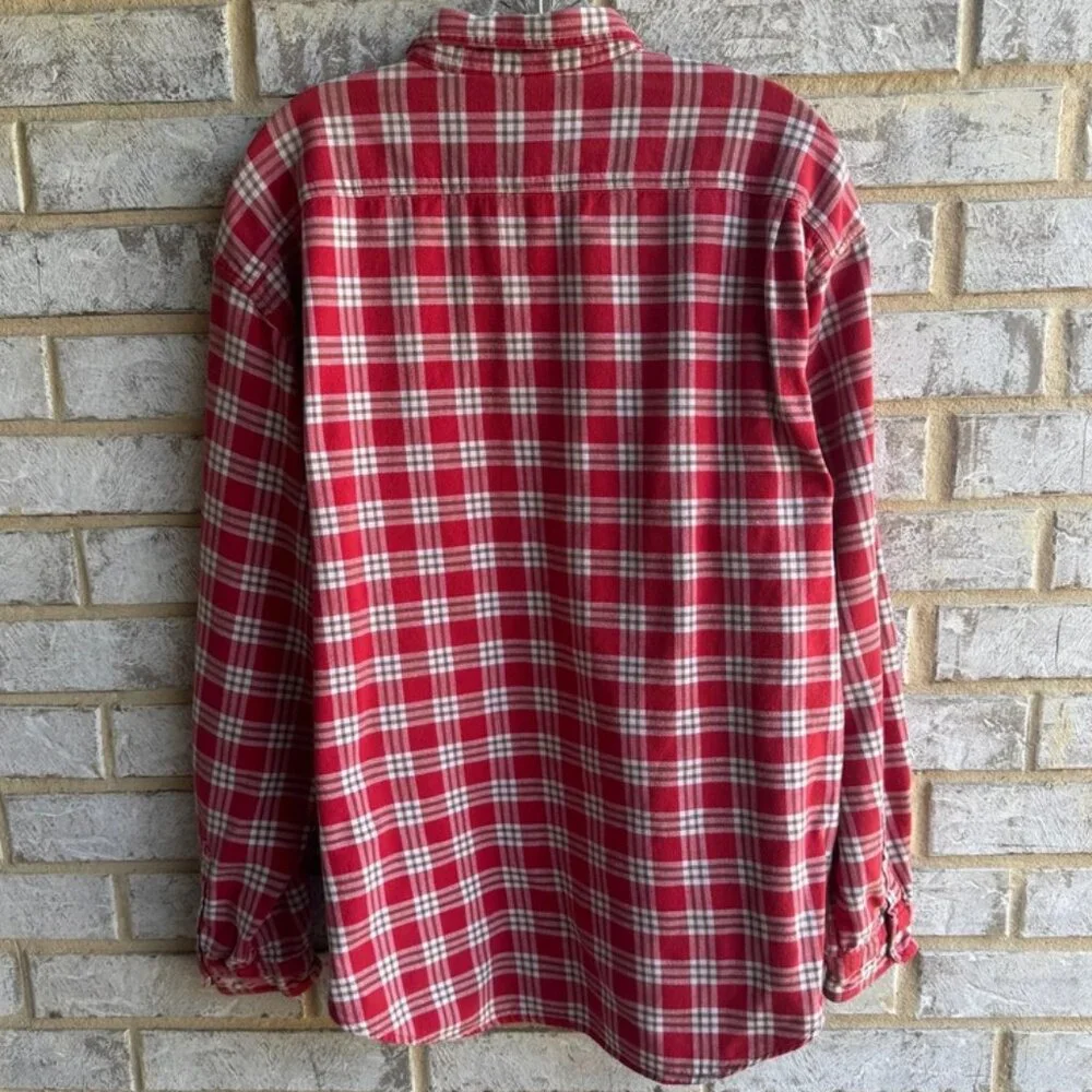 The Disney Store Embroidered Mickey Check Flannel Button Up Shirt Mens Size XL